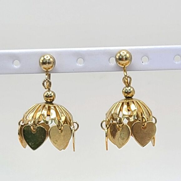 vintage Chandelier screw back earrings, goldtone - Picture 2 of 4